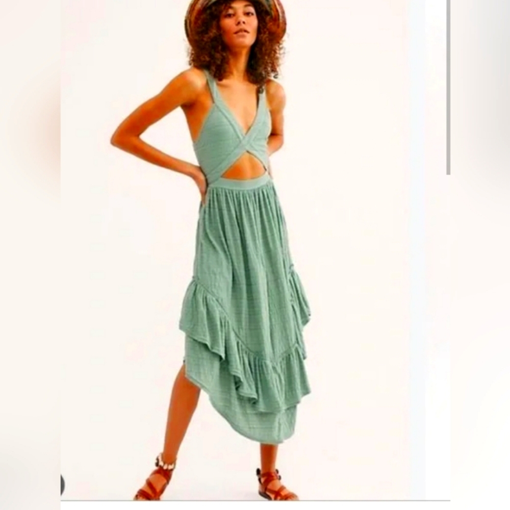 FREE PEOPLE Royce midi dress in AGAVE MOON (Blue)